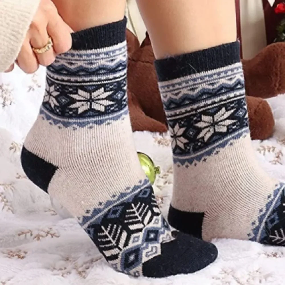 Winter Pattern Merino Wool Blend Socks